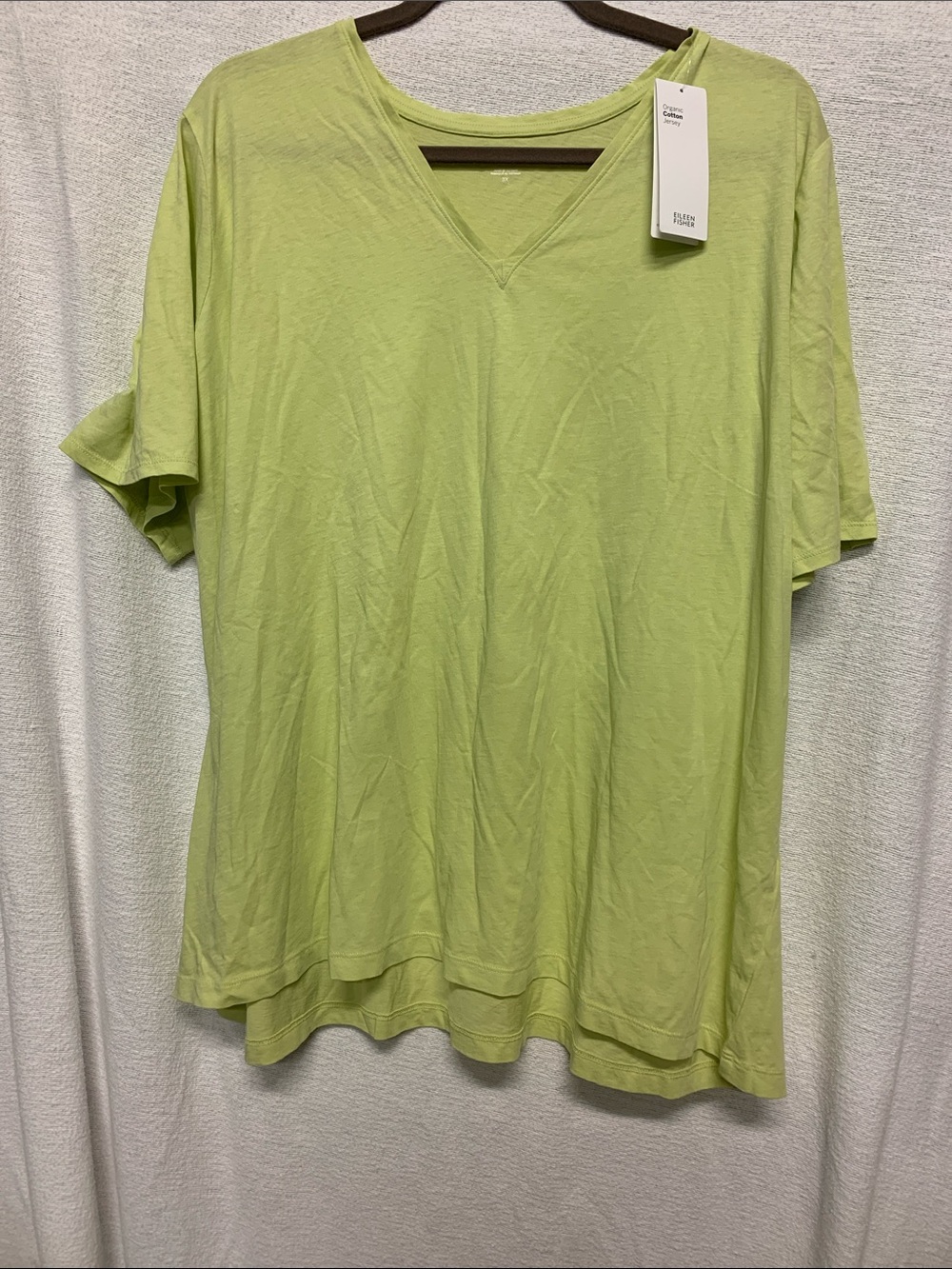 Eileen Fisher NEW Size 3X Lime V-neck Organic Cotton Women’s Shirt Short sleeve